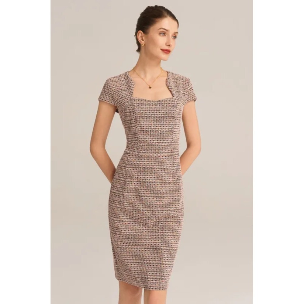 Grace Karin Tweed Cap Sleeve Fitted Shift Dress-Women's Size M-NWT Office Dress